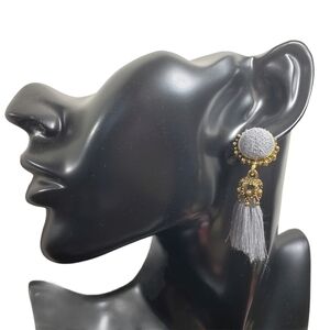 Fashion Jewelry Gray Gold Dangle Tassel Earrings